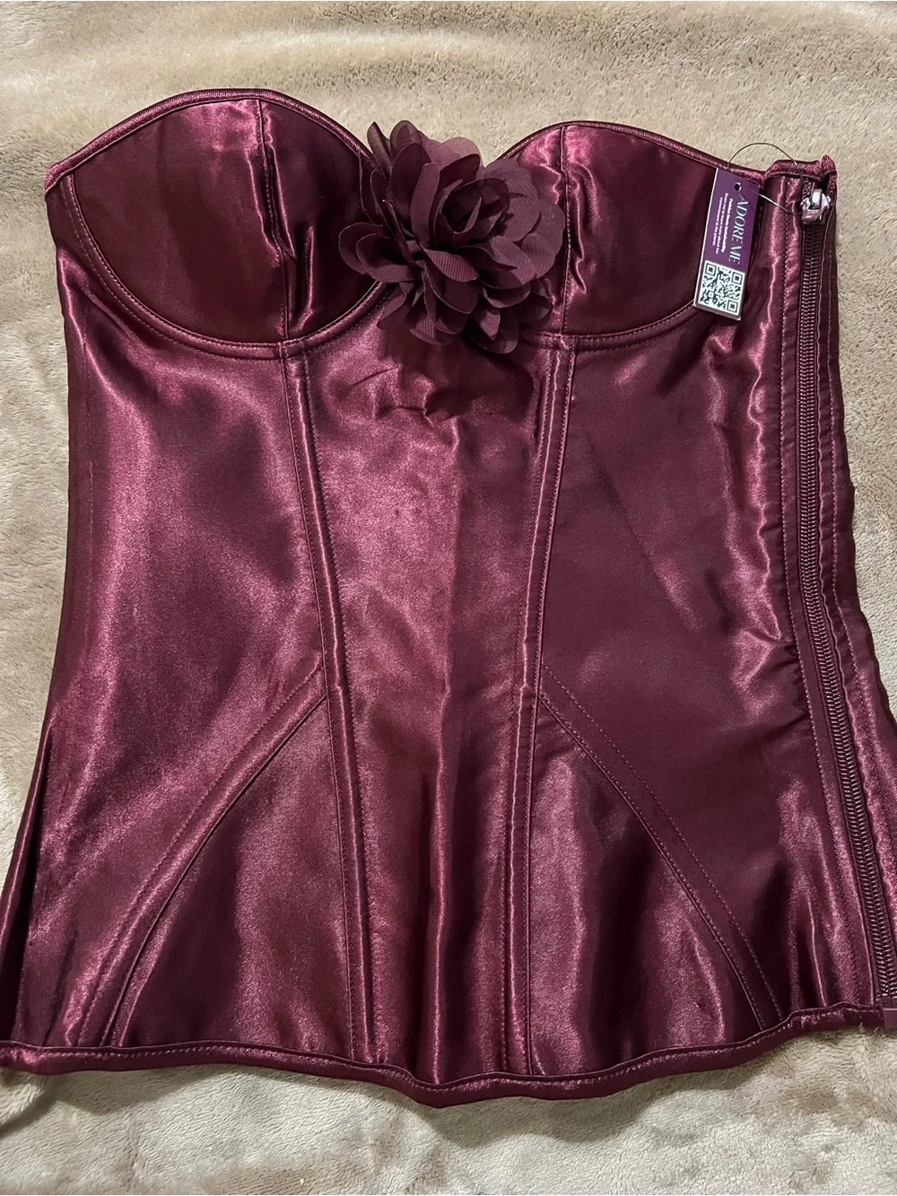 NWT  Adore Me Laurin Low Cut Corset Windor Wine - US Small